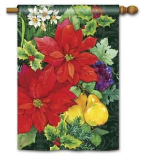 Poinsettia Fruit House Flag | Christmas, Winter, Floral, House, Flag