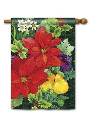 Poinsettia Fruit House Flag | Christmas, Winter, Floral, House, Flag