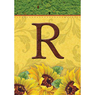 Sunflower Monogram-R Flag | Fall, Personalized, Clearance, Flags