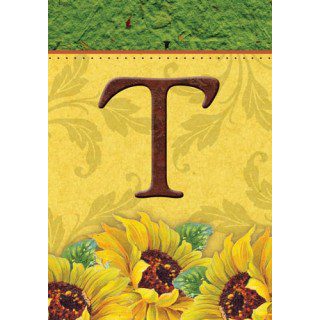 Sunflower Monogram-T Flag | Fall, Personalized, Clearance, Flags