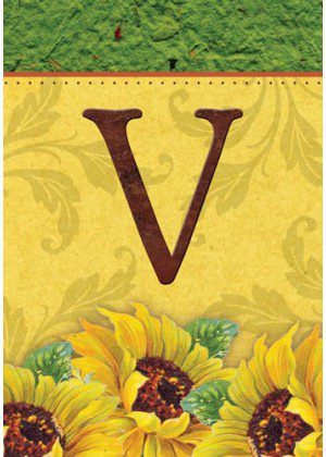 Sunflower Monogram-V Flag | Fall, Personalized, Clearance, Flags