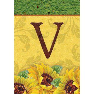 Sunflower Monogram-V Flag | Fall, Personalized, Clearance, Flags