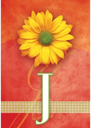 Yellow Daisy Monogram-J Flag | Personalized, Clearance, Flags