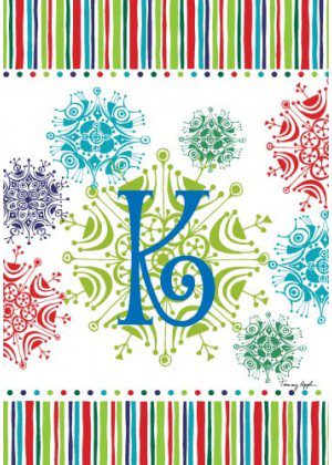 Snowflake Monogram-K Flag | Personalized, Clearance, Flags