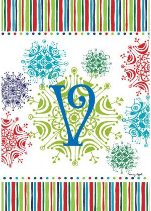 Snowflake Monogram-V Flag | Personalized, Clearance, Flags