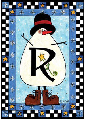 Snowman Monogram-R Flag | Personalized, Clearance, Flags