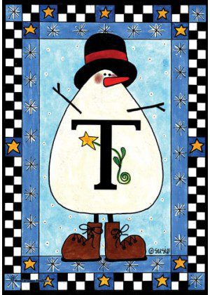 Snowman Monogram-T Flag | Personalized, Clearance, Flags