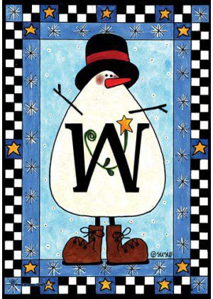 Snowman Monogram-W Flag | Personalized, Clearance, Flags