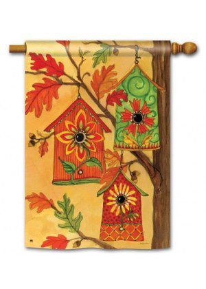 Fall Birdhouses House Flag | Fall, Bird, Cool, Outdoor, House, Flag