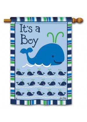 Whales - It's a Boy House Flag | Celebration, Outdoor, House, Flag