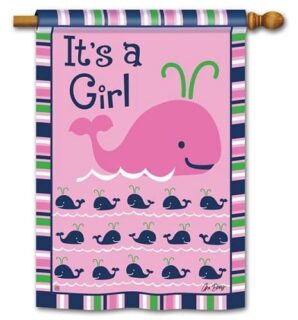 Whales - It's a Girl House Flag | Celebration, Outdoor, House, Flags