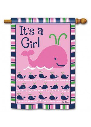 Whales - It's a Girl House Flag | Celebration, Outdoor, House, Flags