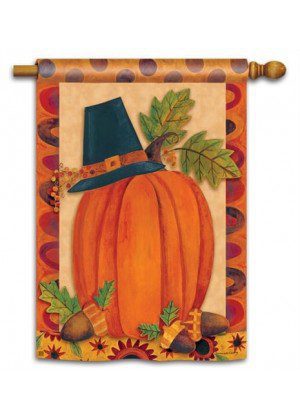 Pilgrim Pumpkin House Flag | Thanksgiving, Outdoor, House, Flags