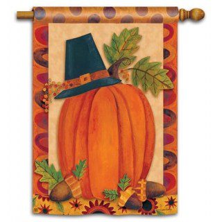 Pilgrim Pumpkin House Flag | Thanksgiving, Outdoor, House, Flags