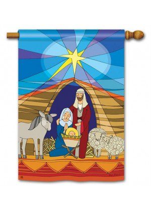 Stained Glass Nativity House Flag | Christmas, Cool, House, Flags
