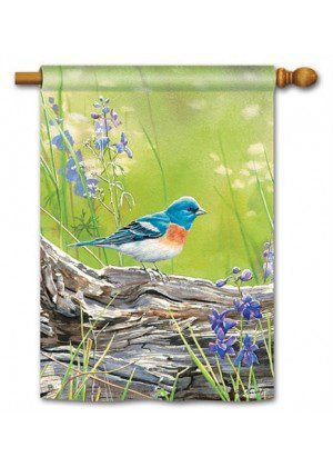 Meadow Bluebird House Flag | Floral, Bird, Outdoor, House, Flags