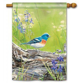 Meadow Bluebird House Flag | Floral, Bird, Outdoor, House, Flags