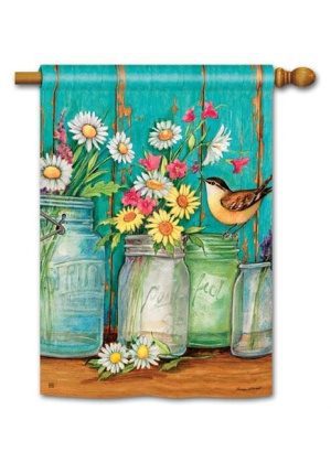 Just Picked House Flag | Bird, Floral, Spring, Outdoor, House, Flag