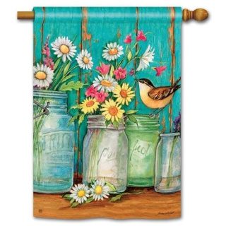 Just Picked House Flag | Bird, Floral, Spring, Outdoor, House, Flag