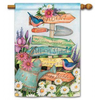Signs of Spring House Flag | Floral, Spring, Bird, House, Flags