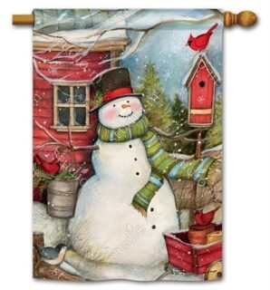 Red Barn Snowman House Flag | Christmas, Snowman, Flags