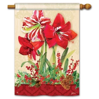 Amaryllis House Flag | Christmas Flags | House Flags | Yard Flags