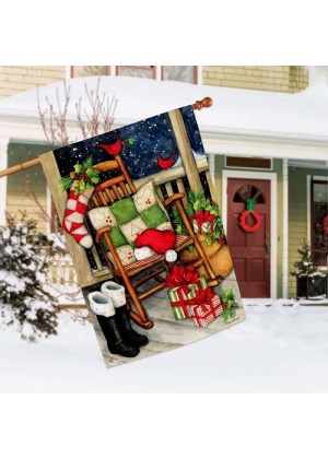 Santa Porch House Flag Image