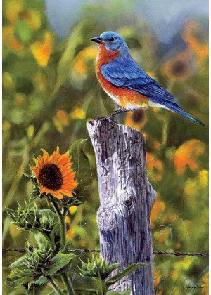 Bluebird Sunflowers Flag | Fall, Bird, Floral, Decorative, Lawn, Flag