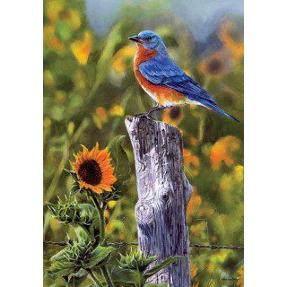 Bluebird Sunflowers Flag | Fall, Bird, Floral, Decorative, Lawn, Flag