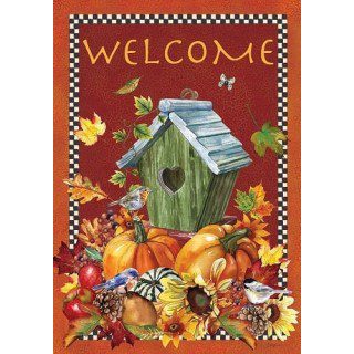 Welcome Autumn Birdhouse Flag | Fall, Welcome, Bird, Cool, Flags