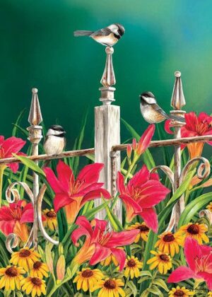 Chickadees Flag | Spring, Floral, Bird, Summer, Decorative, Flags