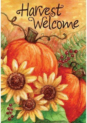 Sunny Pumpkin Harvest Flag | Fall, Thanksgiving, Welcome, Flags