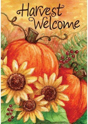 Sunny Pumpkin Harvest Flag | Fall, Thanksgiving, Welcome, Flags