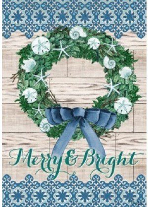 Merry & Bright Wreath Flag | Christmas, Decorative, Lawn, Flags