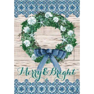 Merry & Bright Wreath Flag | Christmas, Decorative, Lawn, Flags