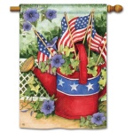 Patriotic Watering Can House Flag | Patriotic Flag | 4th of July Flag