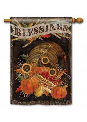 Cornucopia Blessings House Flag | Thanksgiving, Fall, House, Flag