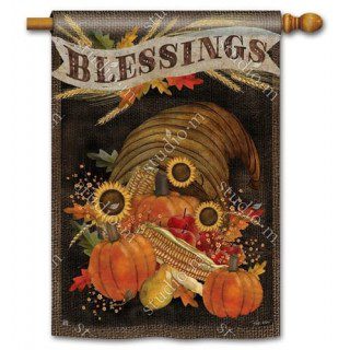 Cornucopia Blessings House Flag | Thanksgiving, Fall, House, Flag