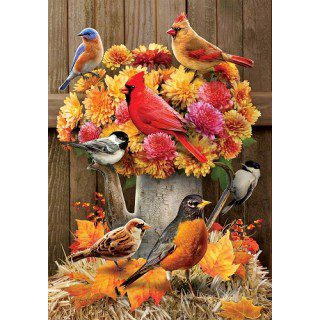 Mums & Birds Flag | Fall, Bird, Floral, Decorative, Lawn, Cool, Flag