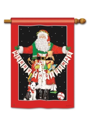 Santa Greetings House Flag | Christmas Flags | House Flags