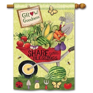 Wheelbarrow Veggies House Flag | Inspirational Flags | House Flag