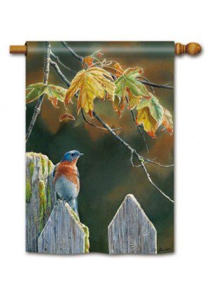 Garden Gate Bluebird House Flag | Fall, Bird, Outdoor, House, Flag