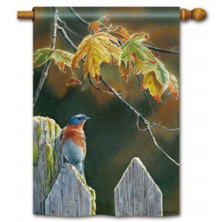 Garden Gate Bluebird House Flag | Fall, Bird, Outdoor, House, Flag