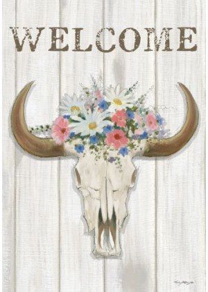 Steer Floral Flag | Welcome, Farmhouse, Decorative, House, Flags
