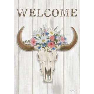 Steer Floral Flag | Welcome, Farmhouse, Decorative, House, Flags