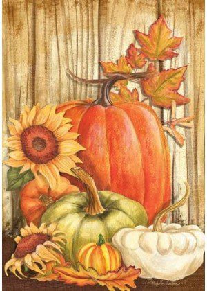 Pumpkins on Barnwood Flag | Fall, Floral, Decorative, Garden, Flag