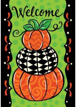 Pumpkin Stack Flag | Welcome, Fall, Decorative, Garden, Flags