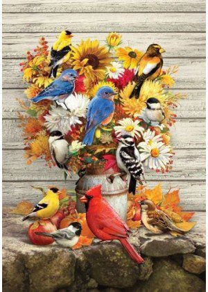 Fall Flowers and Birds Flag | Fall, Bird, Floral, Decorative, Flags