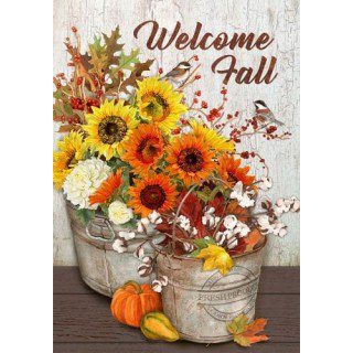 Sunflowers and Cotton Flag | Welcome, Fall, Farmhouse, Flags