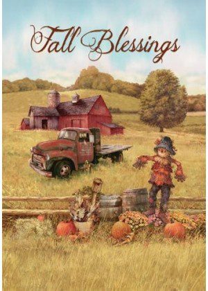Scarecrow and Truck Flag | Fall, Inspirational, Decorative, Flags